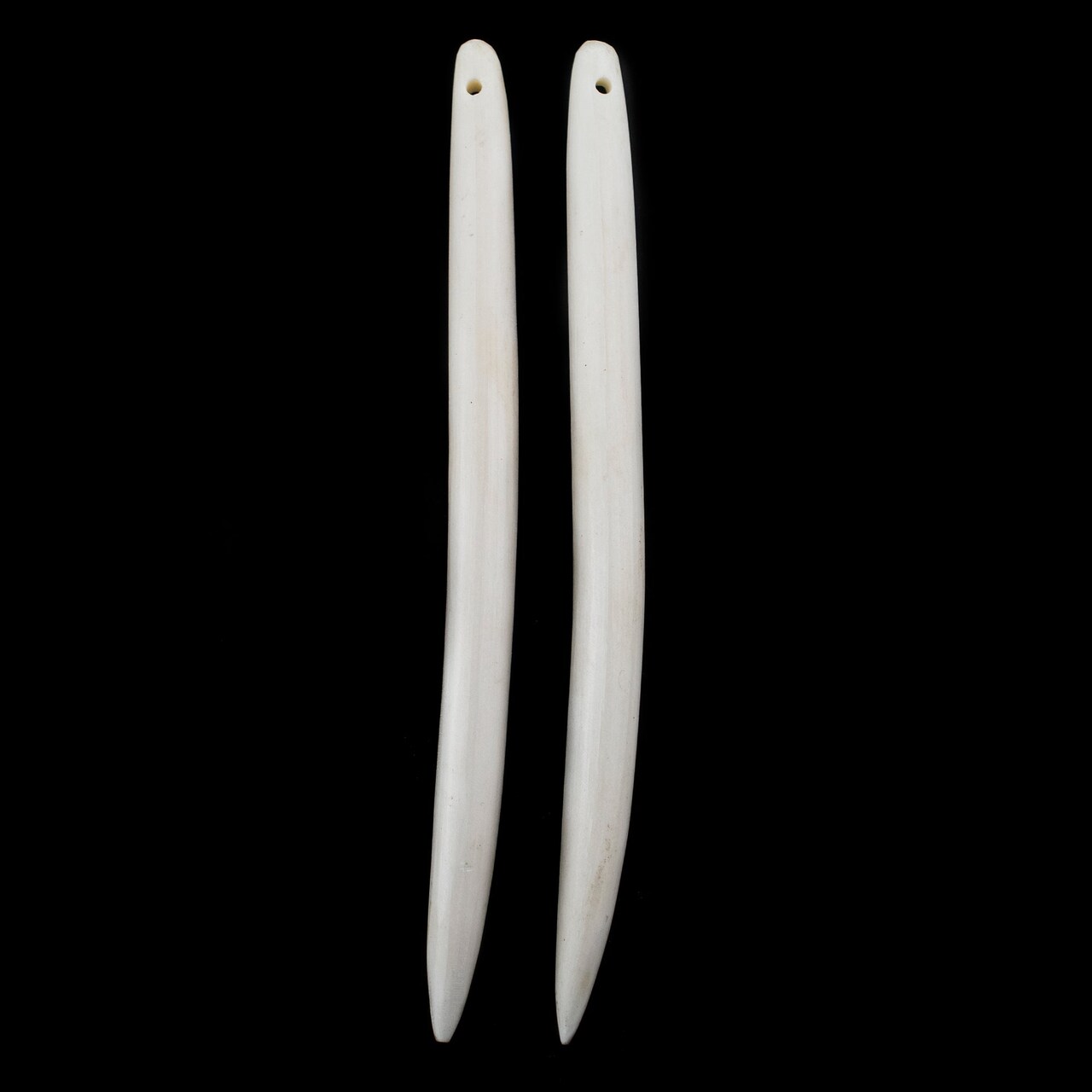 The Bead Chest Elongated White Bone Tooth Pendant Set of 2 Kenya African Handmade